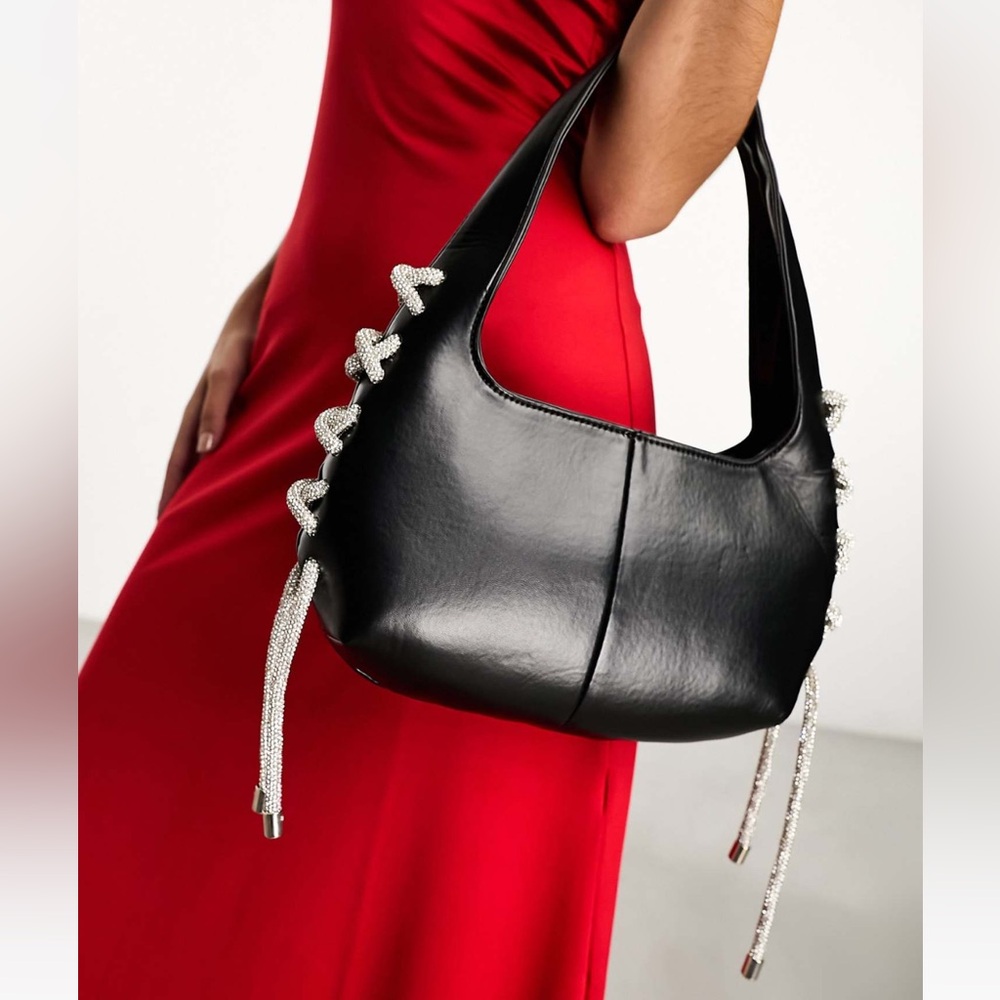 PUBLIC DESIRE The Ember Black Diamante Rope Shoulder Bag